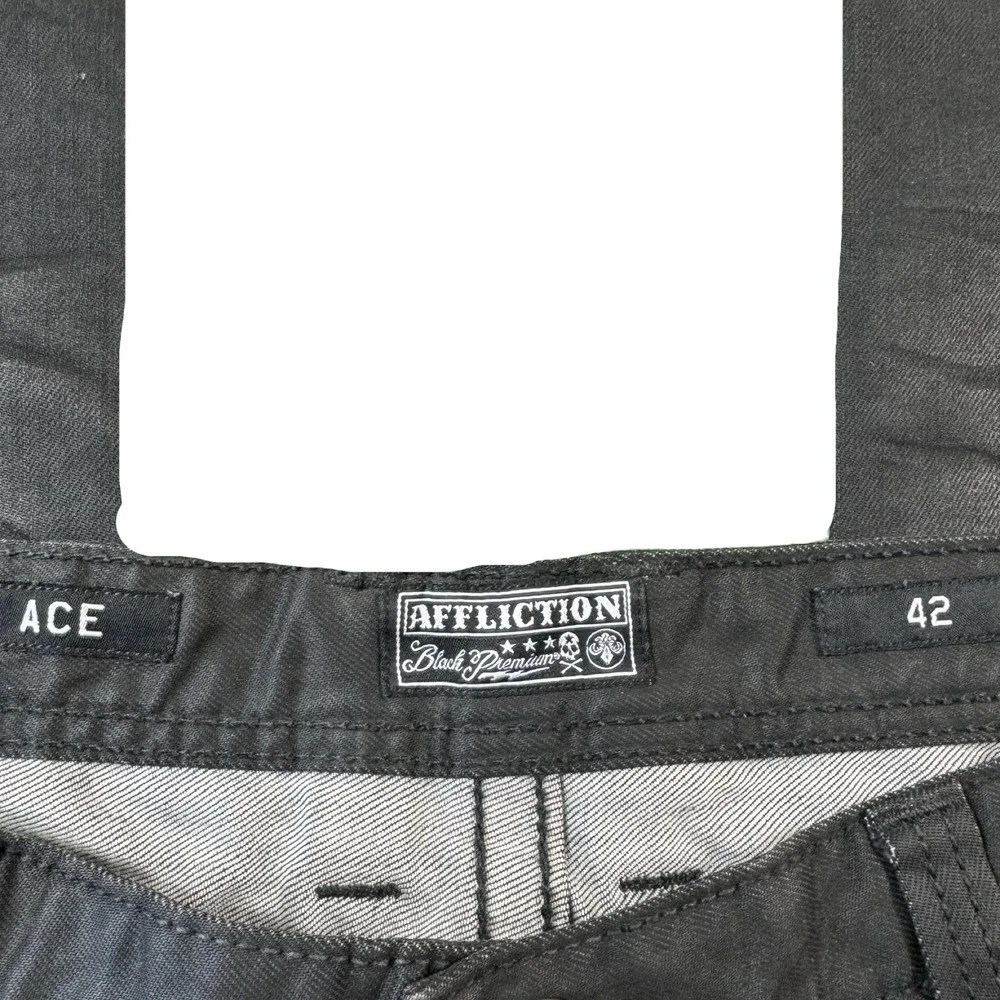 Affliction Black Ace Premium Stitch Button Fly Mens Jeans Size 42x34